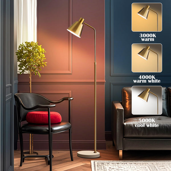 Gold Brass Adjustable LED Floor Lamp