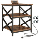 3-Tier Rolling Printer Cart with Power Outlet & Adjustable Shelf