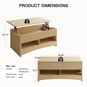 Lift Top Coffee Table with Storage & Hidden Compartment