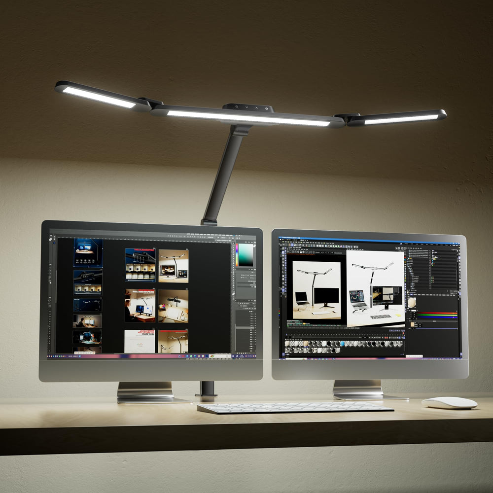 Wide Desk Lamp with Clamp for Dual Monitors