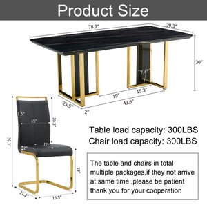 Modern Marble Dining Table Set with Chairs