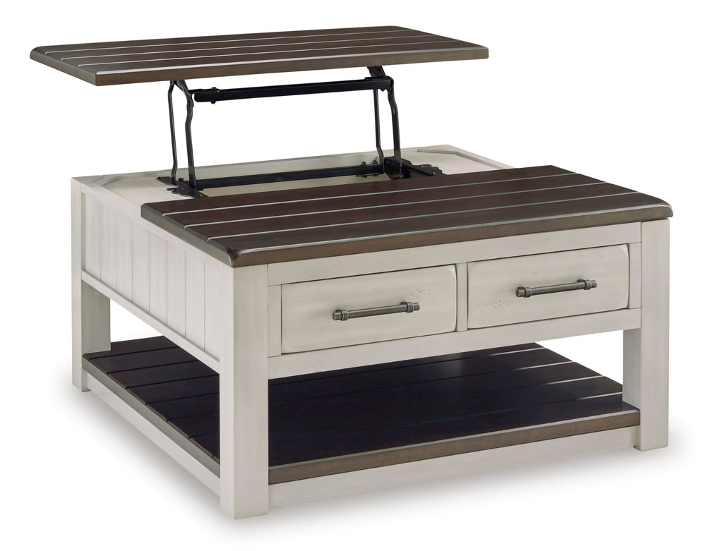 Farmhouse Lift-Top Coffee Table with Drawers & Casters