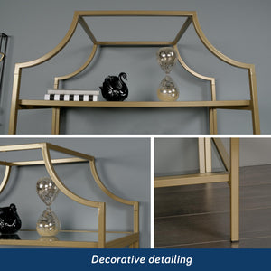 5-Shelf Bookcase with Satin Gold Finish