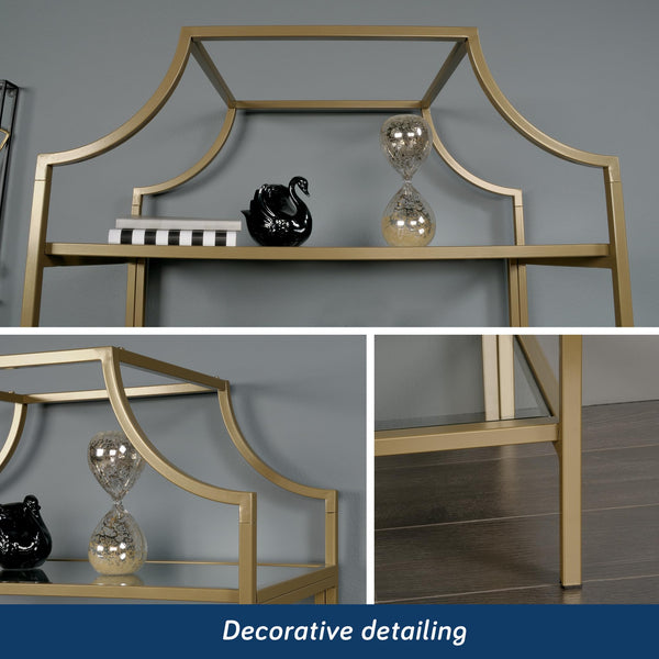 5-Shelf Bookcase with Satin Gold Finish