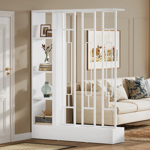 Room Divider Bookcase with Display Shelves, 70.9" H