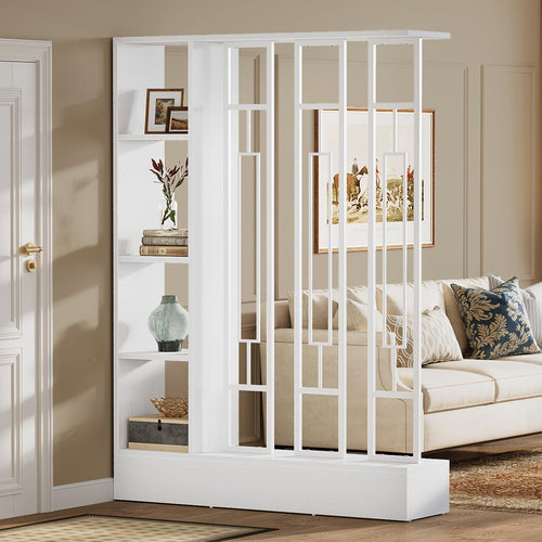 Room Divider Bookcase with Display Shelves, 70.9" H