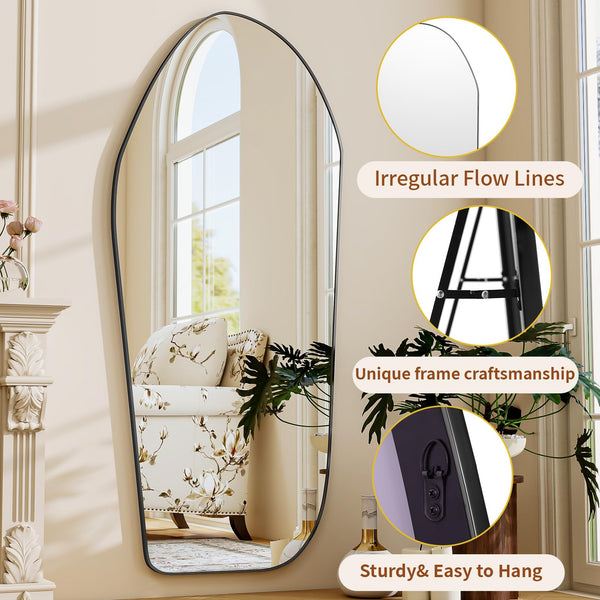 Irregular Full Length Floor Mirror with Aluminum Frame