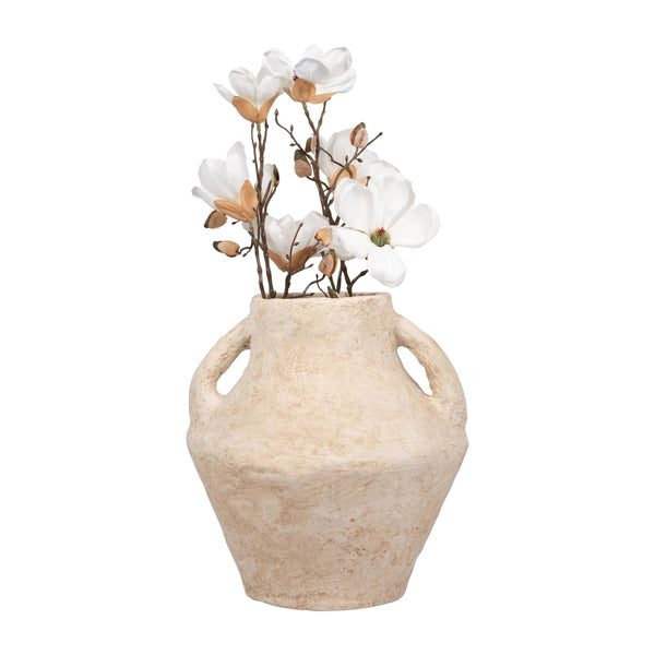 Paper Mache Amphora Vase with Handles – 14 Inch, White