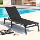 Folding Aluminum Outdoor Chaise Lounge Chair with 5-Position Adjustable Backrest