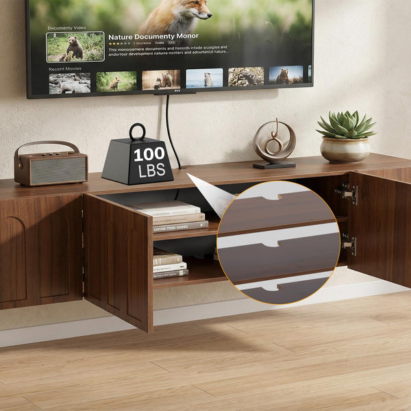 71" Floating TV Stand Wall Mounted Entertainment Center with Storage