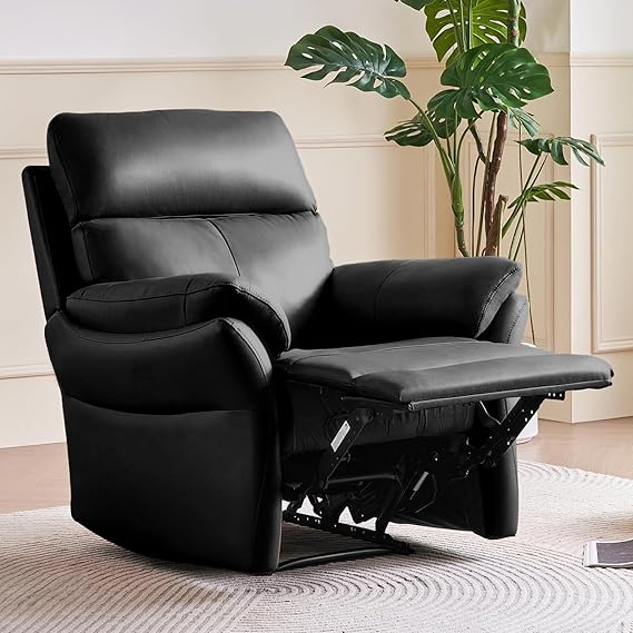Genuine Leather Recliner Chair – Oversized Ergonomic Lazy Boy with Footrest