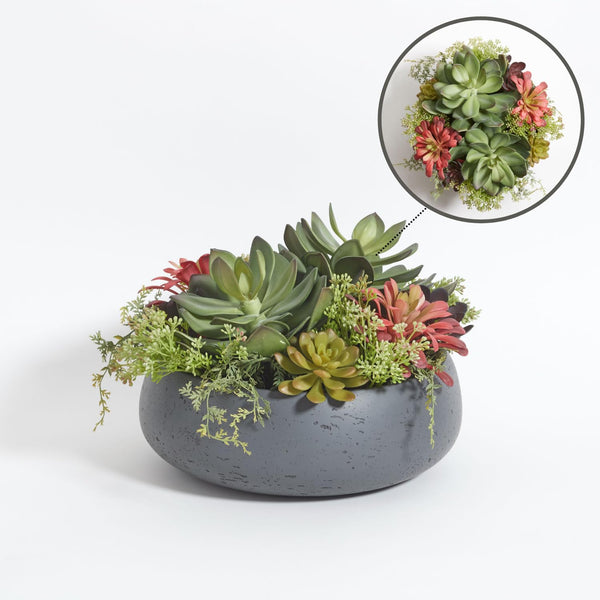 Faux Succulent Arrangement with Planter Pot