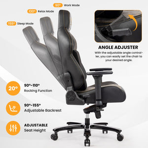 Big & Tall Gaming Chair 440LBS, Memory Foam, 4D Armrests, High-Back