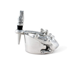Alligator Wine Coaster & Bottle Stopper Set