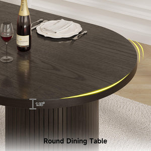 70.8 Inch Oval Dining Table for 4-6 | Modern Kitchen Table with Fluted Wood Strip Base