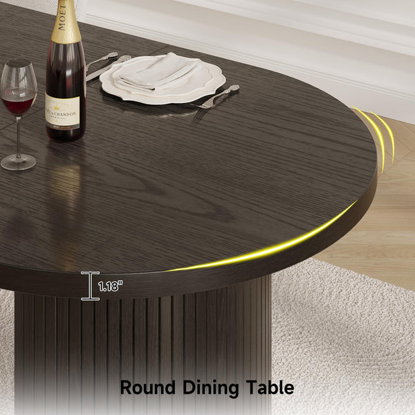 70.8 Inch Oval Dining Table for 4-6 | Modern Kitchen Table with Fluted Wood Strip Base