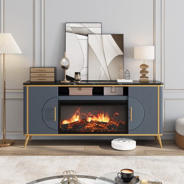 Fluted Electric Fireplace TV Stand for TVs up to 80"