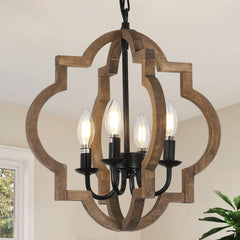 4-Light Wood Farmhouse Chandelier