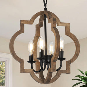4-Light Wood Farmhouse Chandelier