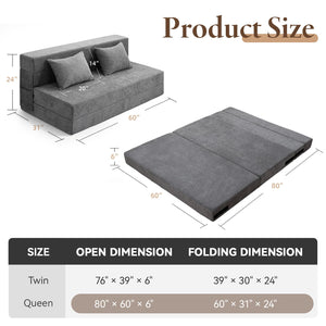 Folding Sofa Bed with Memory Foam – Convertible Sleeper Chair