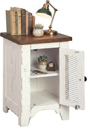 Rustic Farmhouse Chair Side End Table with Cabinet Door