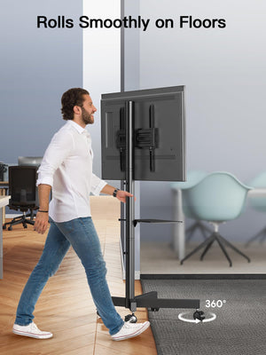 Rolling TV Stand on Wheels for 23-60 Inch TVs with Adjustable Shelf