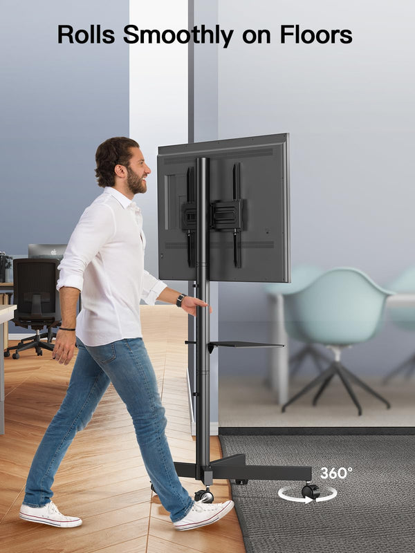 Rolling TV Stand on Wheels for 23-60 Inch TVs with Adjustable Shelf