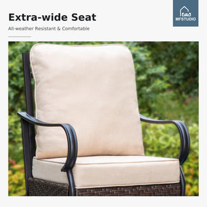 PE Rattan Patio Dining Chairs with Cushions & Metal Frame