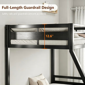Metal Bunk Bed Twin over Full with Full-Length Guardrail