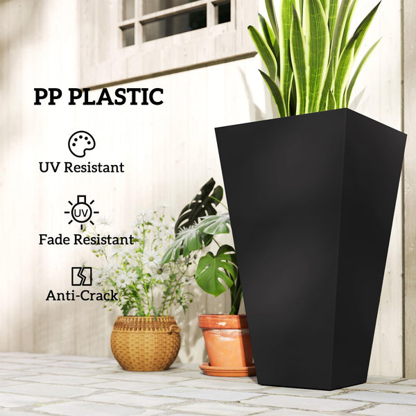 Tall Outdoor Taper Planters Set of 3 with Drainage Holes – 28 Inch
