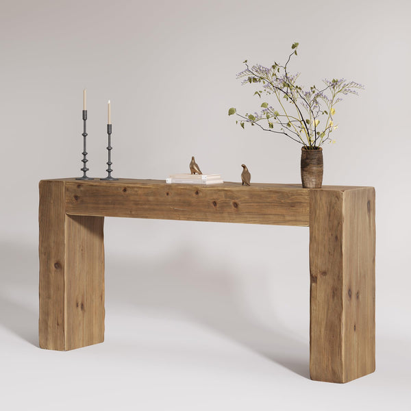 Solid Wood Farmhouse Console Table 63 Inch