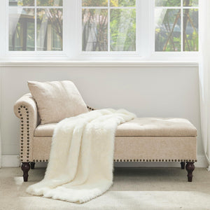 56.6" Wide Indoor Chaise Lounge with Storage & Left Armrest