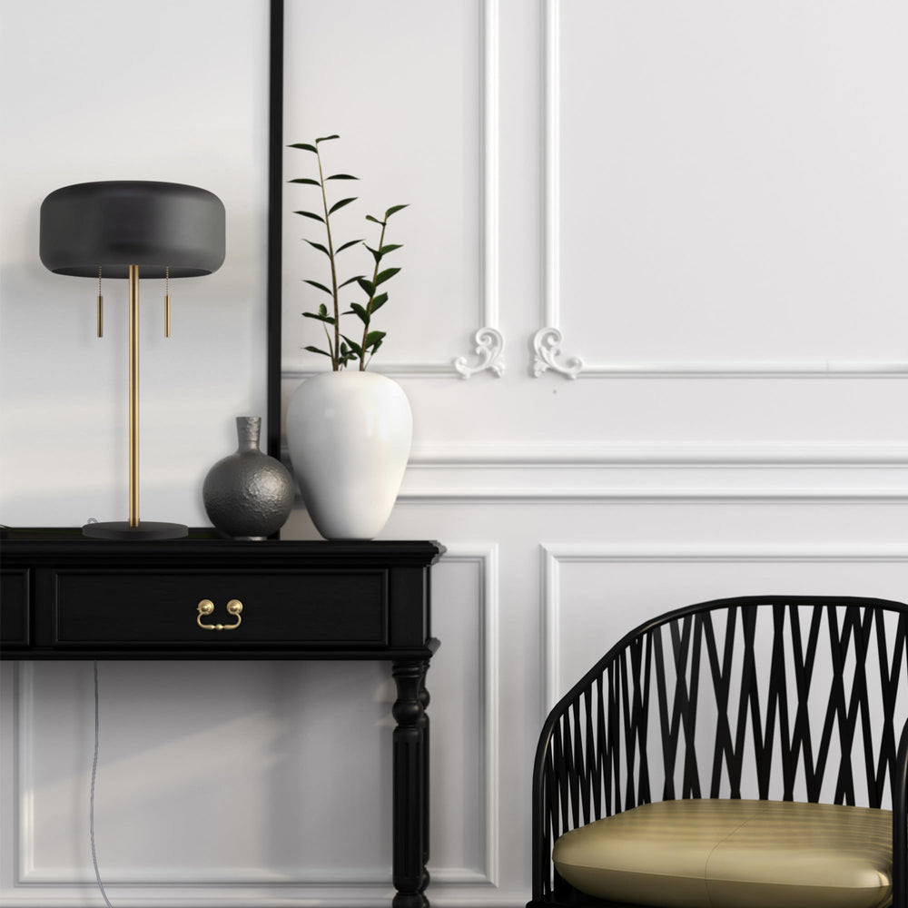 Industrial 2-Light Table Lamp with Dual Pull Chain
