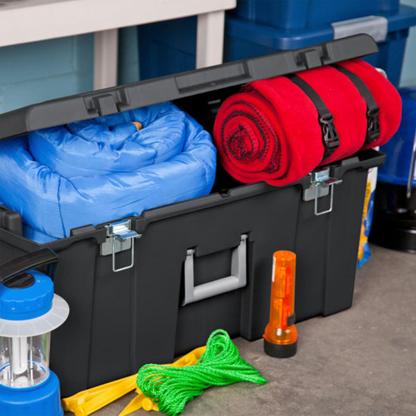 Wheeled Lockable Storage Bins with Lids, 3-Pack