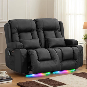 Power Loveseat Recliner Sofa with Massage & Heat