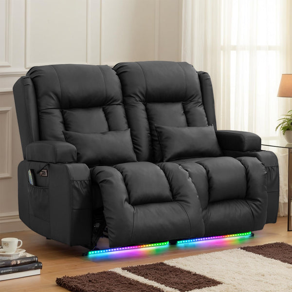 Power Loveseat Recliner Sofa with Massage & Heat