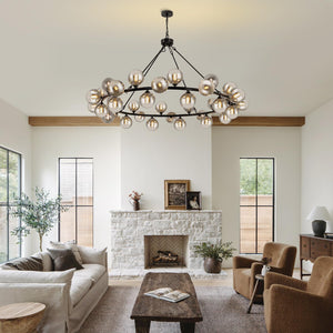 59-Inch Wagon Wheel Chandelier – 36-Light Farmhouse Pendant for High Ceilings