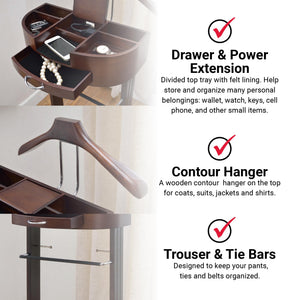 Men's Valet Stand with Drawer, Hanger, Tray & Shoe Rack