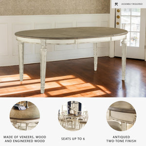 Oval Extension Dining Table with Drop-In Leaf