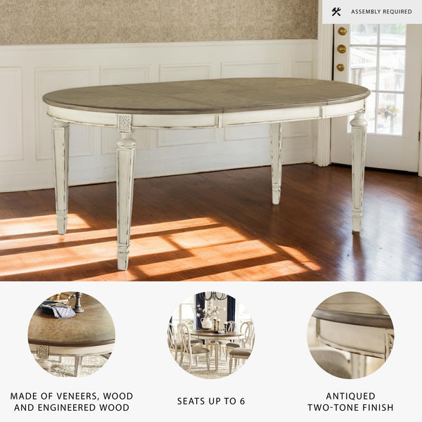 Oval Extension Dining Table with Drop-In Leaf