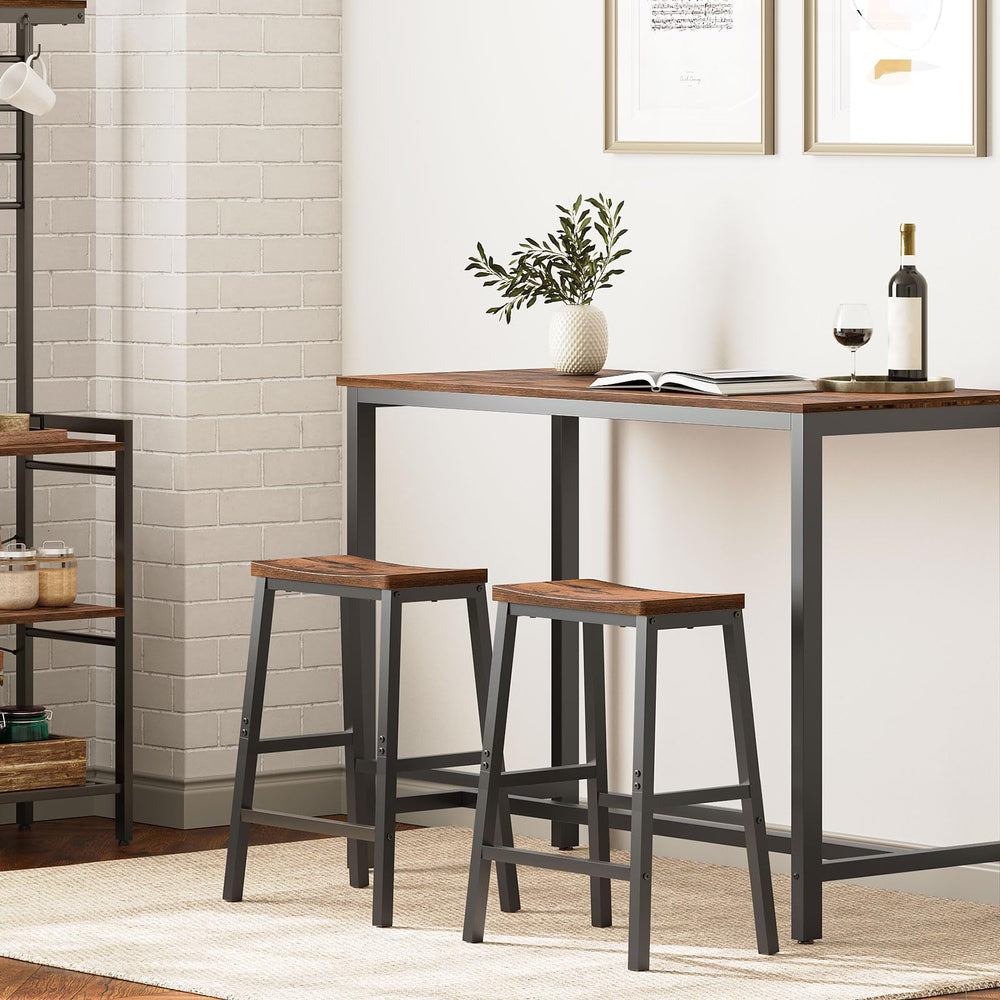 Industrial Saddle Bar Stools Set of 2 with Footrests