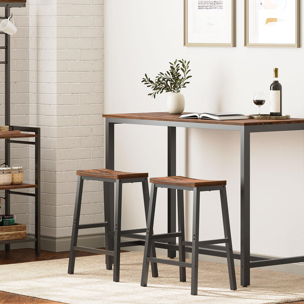 Industrial Saddle Bar Stools Set of 2 with Footrests
