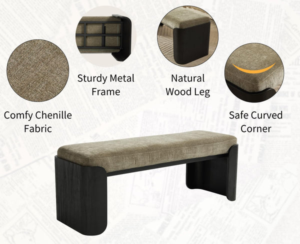 Upholstered Entryway & Bedroom Bench with Wood Legs