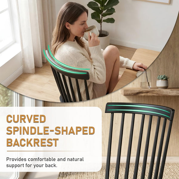 Spindle Back Dining Chairs Set of 4, Black