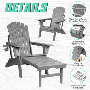 Adjustable Folding Adirondack Chair with Ottoman & Cup Holder