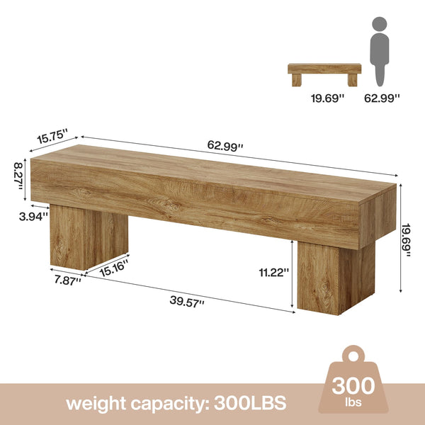 63-Inch Farmhouse Entryway Bench – Engineered Wood, Black & Rustic Brown