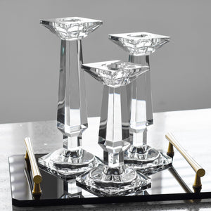Crystal Candelabra Set — Dual-Purpose Pillar & Taper Candle Holder