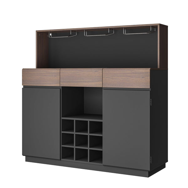 Wine Cabinet with LED Lights & Charging Station