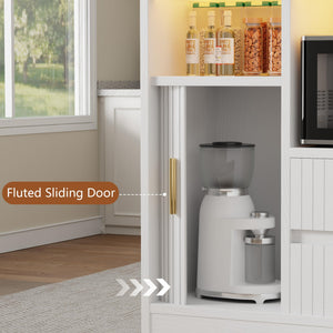 Rolling Kitchen Island with Storage, Power Outlet & LED Light