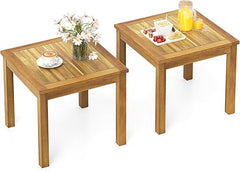 Teak Wood Outdoor Side Table – 20" Square Patio End Table